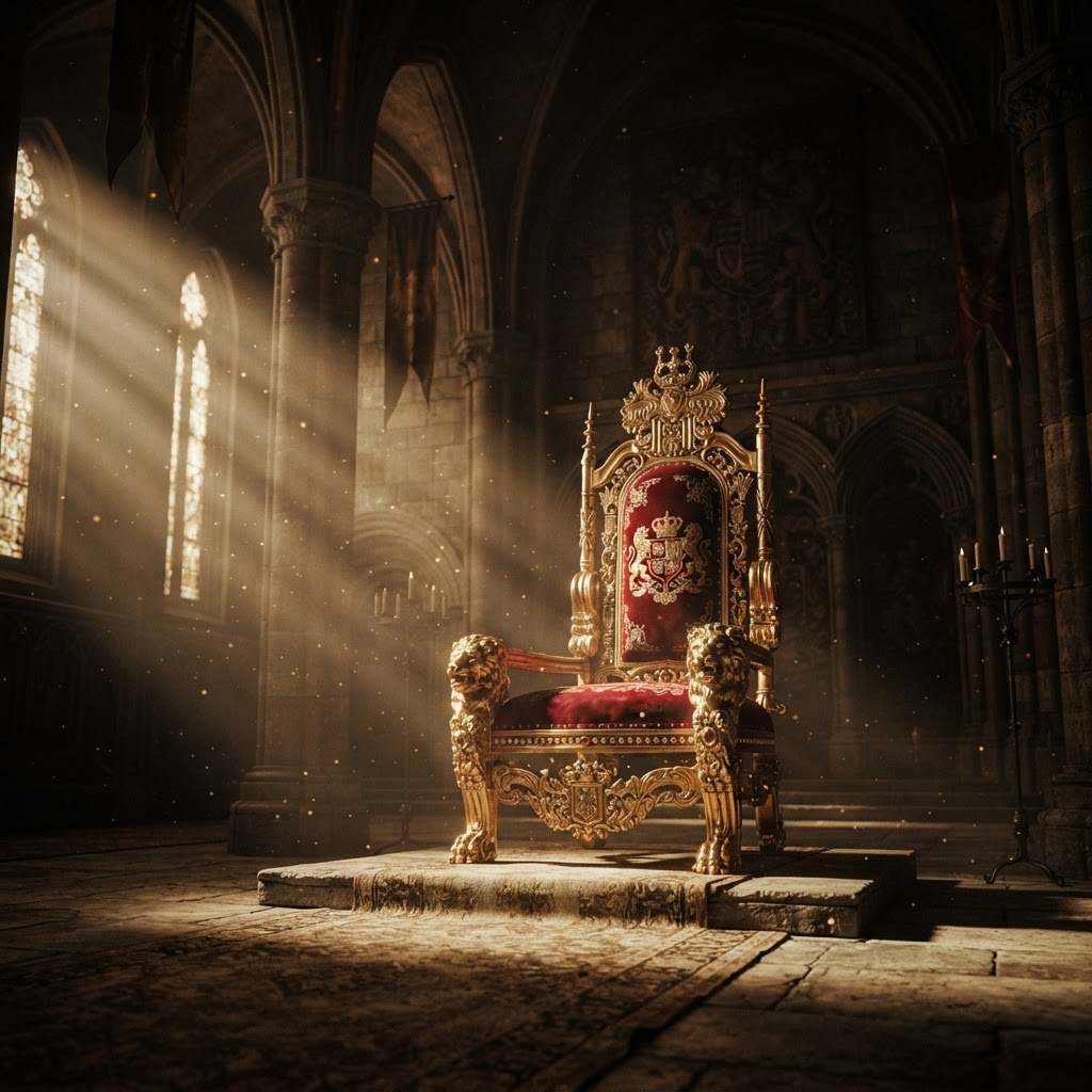 Golden royal throne in a grand hall